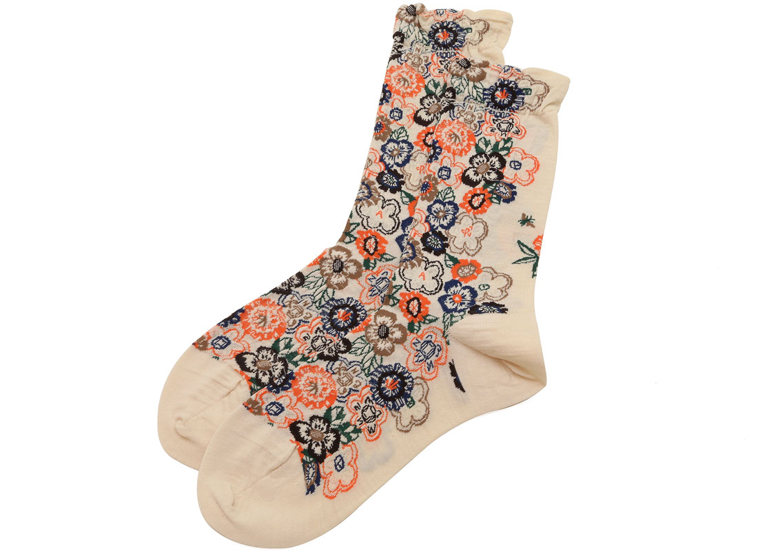 Antipast Carnival Socks in Ivory Orange Ped Shoes Order